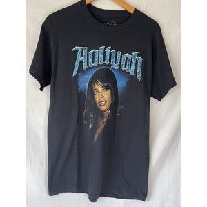 AALIYAH Women's Graphic T-Shirt Black Short Sleeve Size Medium